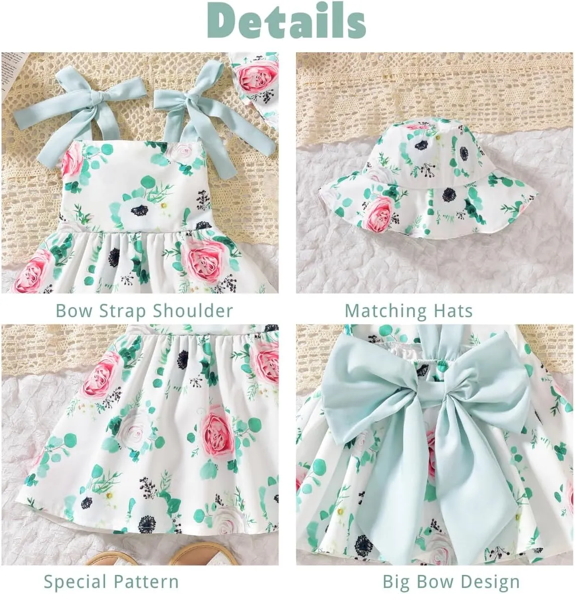 Aalizzwell Infant Baby Girl Summer Backless Dress with Hat