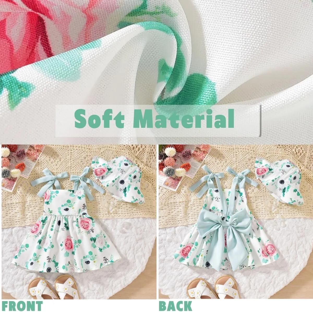 Aalizzwell Infant Baby Girl Summer Backless Dress with Hat