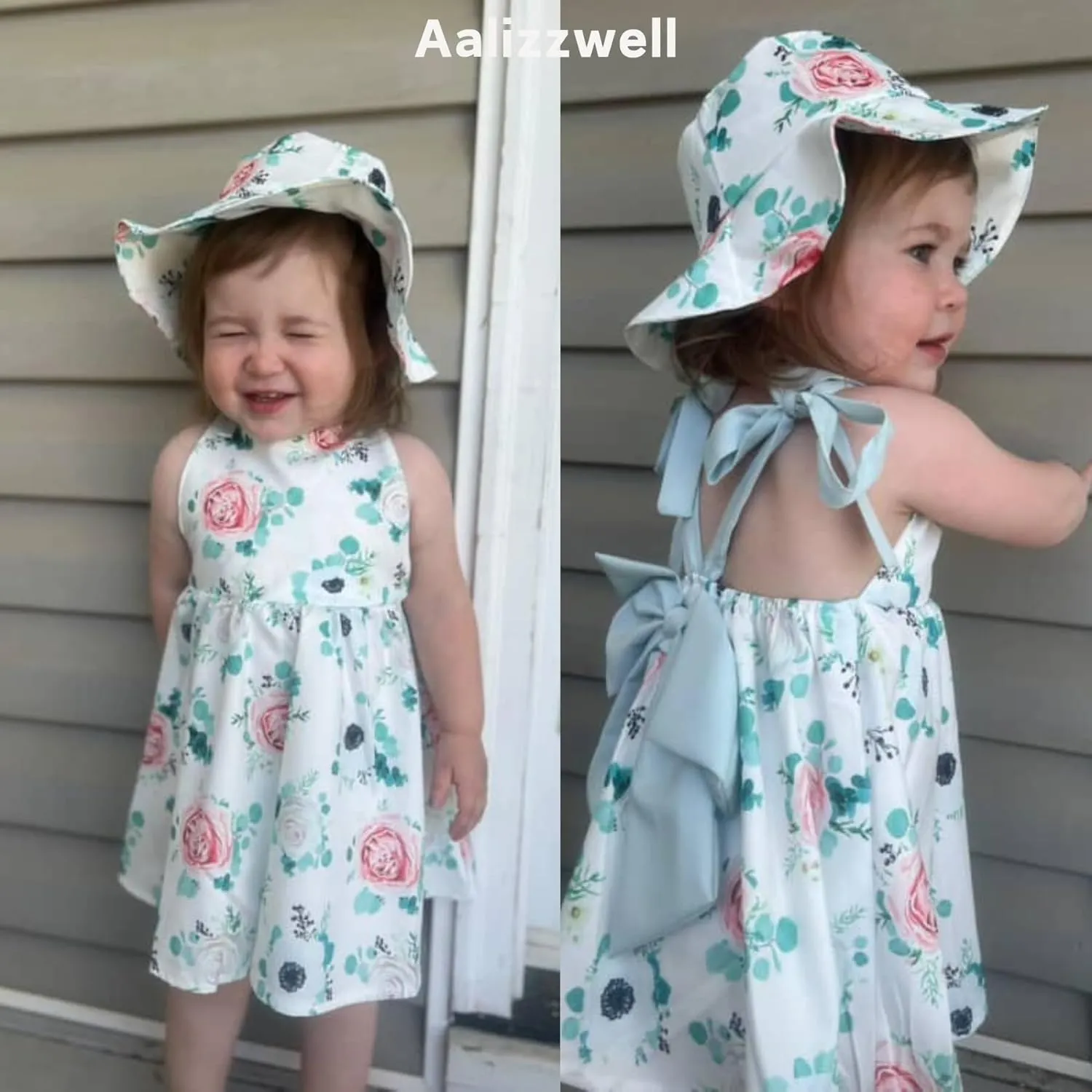 Aalizzwell Infant Baby Girl Summer Backless Dress with Hat