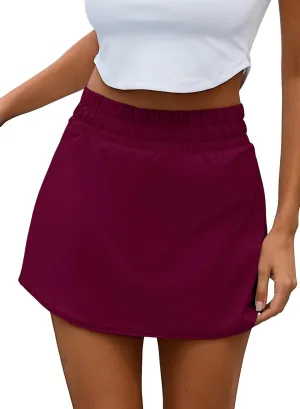Aleumdr Women's Swim Skirt High Waisted Tummy Control Swimsuit Bottom Skorts Skirts Bikini Bottom with Pockets