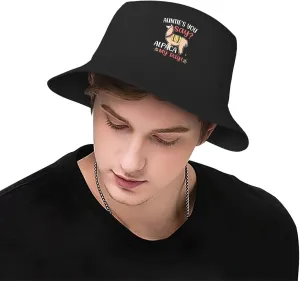 Auntie's You Say ? Alpaca My Bag Bucket Hat for Men Women Beach Travel Sun Hat Casual Fishing Hat Black