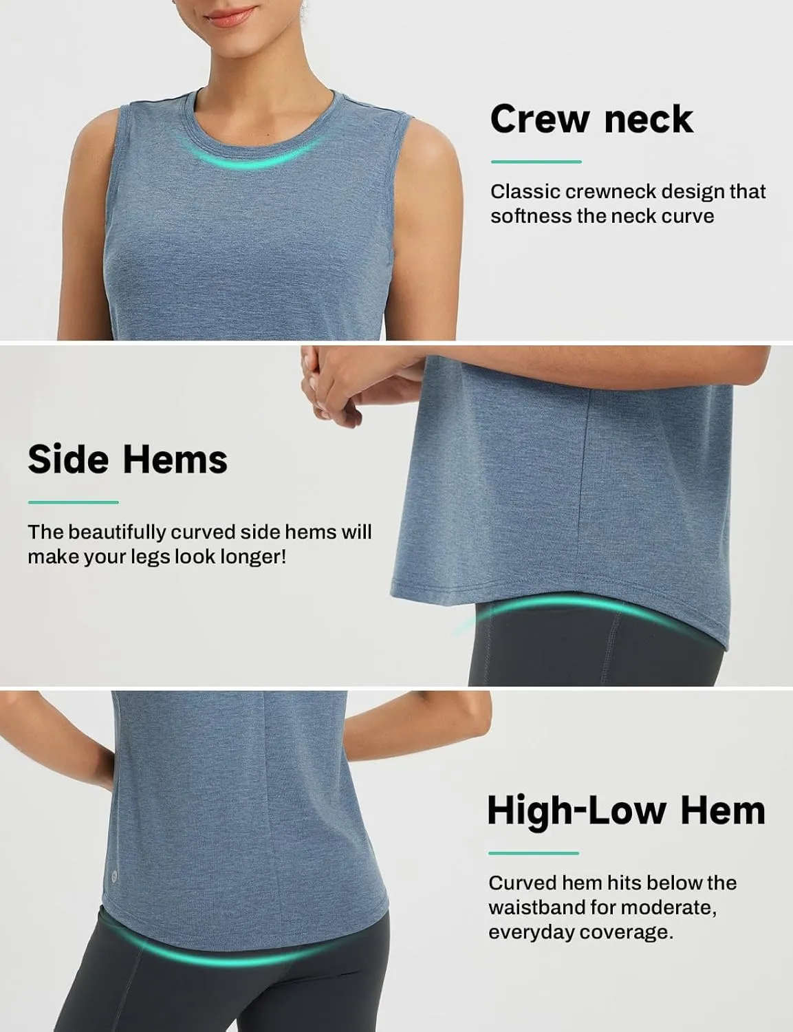 baleaf Women's Workout Tank Tops Racerback Open Back Yoga Top Sleeveless Running Shirts Loose Fit Athletic Gym Sports