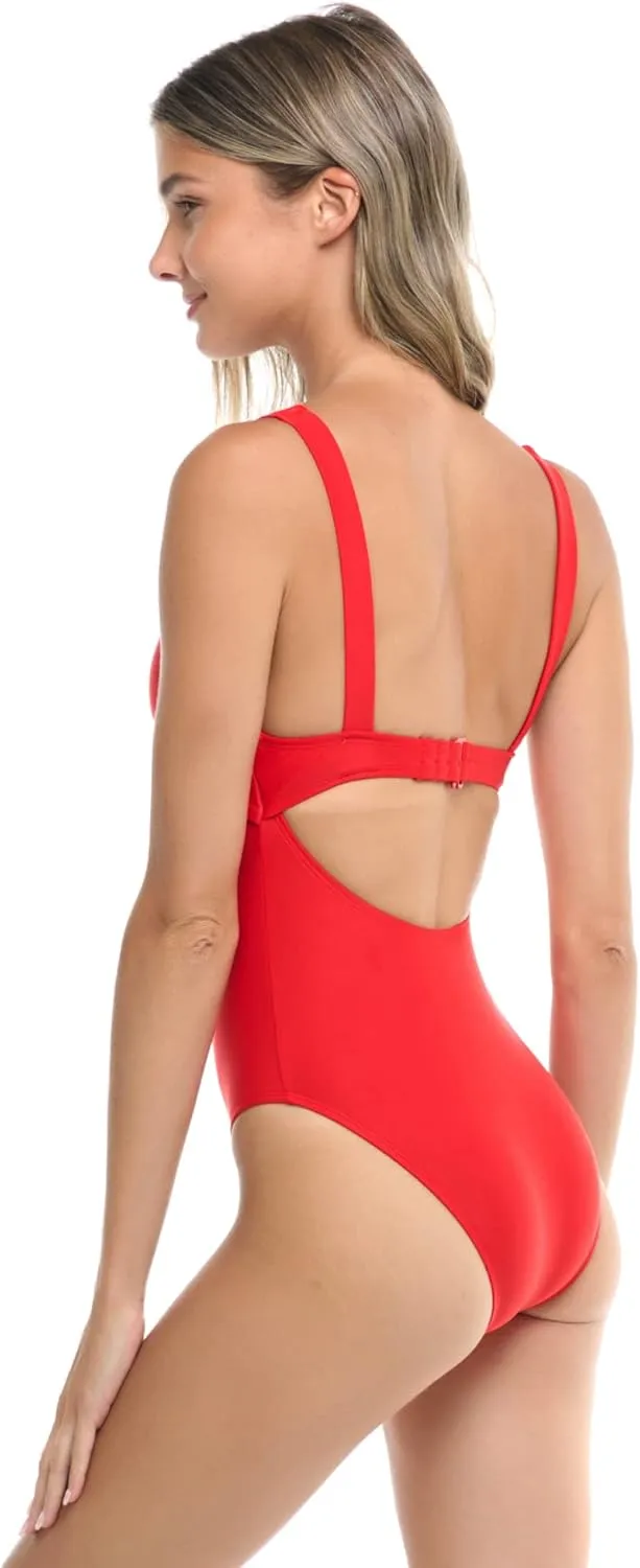 Body Glove Women's Standard Smoothies Eli Solid One Piece Swimsuit with V-Wire Neckline