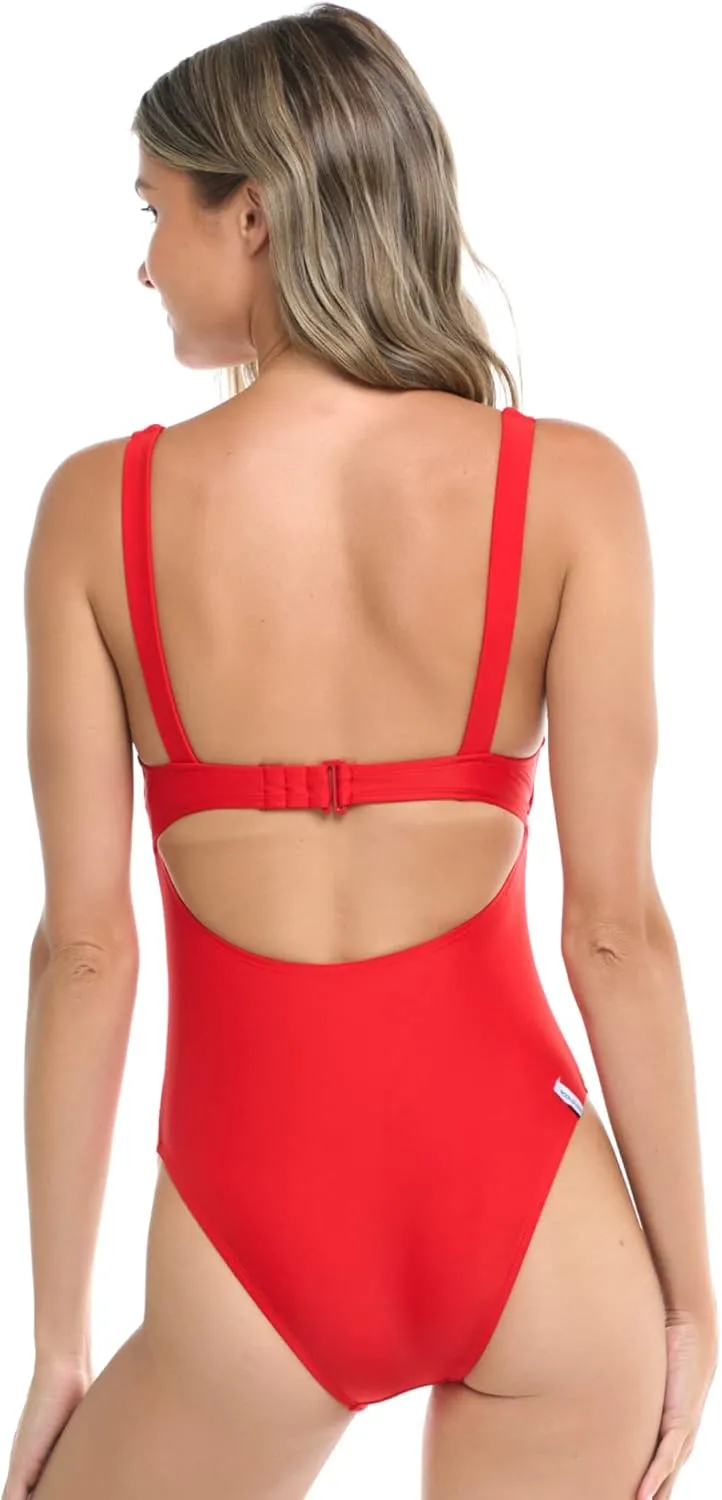 Body Glove Women's Standard Smoothies Eli Solid One Piece Swimsuit with V-Wire Neckline