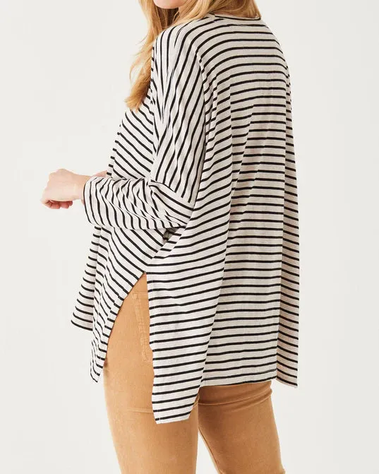 Catalina Slub Tee in Oatmeal/Black Stripe