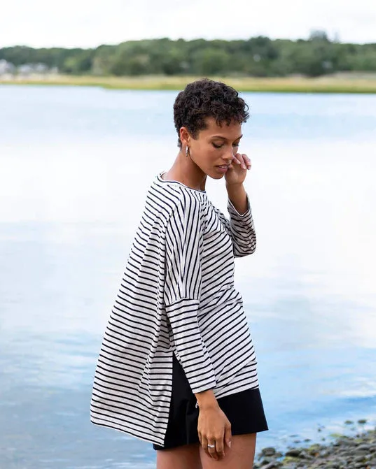 Catalina Slub Tee in Oatmeal/Black Stripe