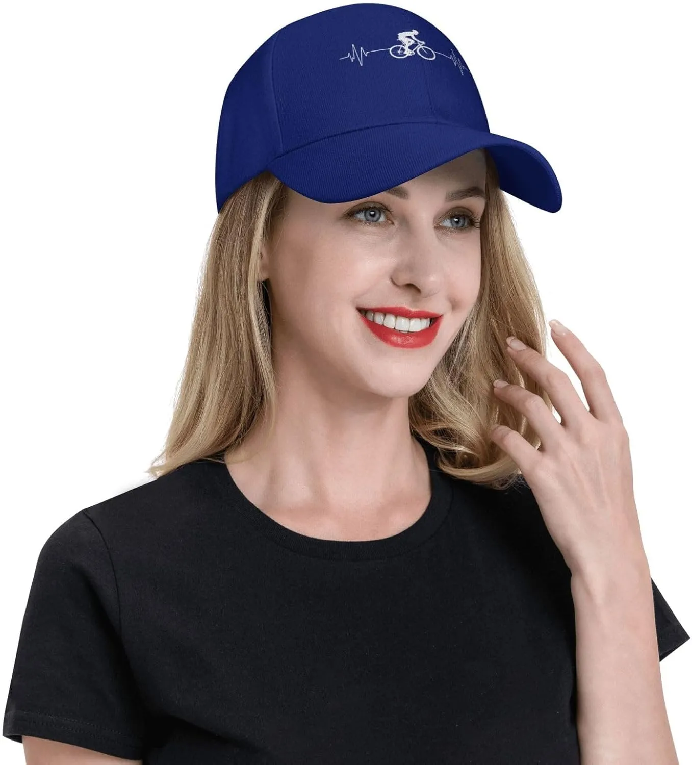Cycling Heartbeat Dad Hat Adjustable Trucker Hat Baseball Cap for Men Women,Black
