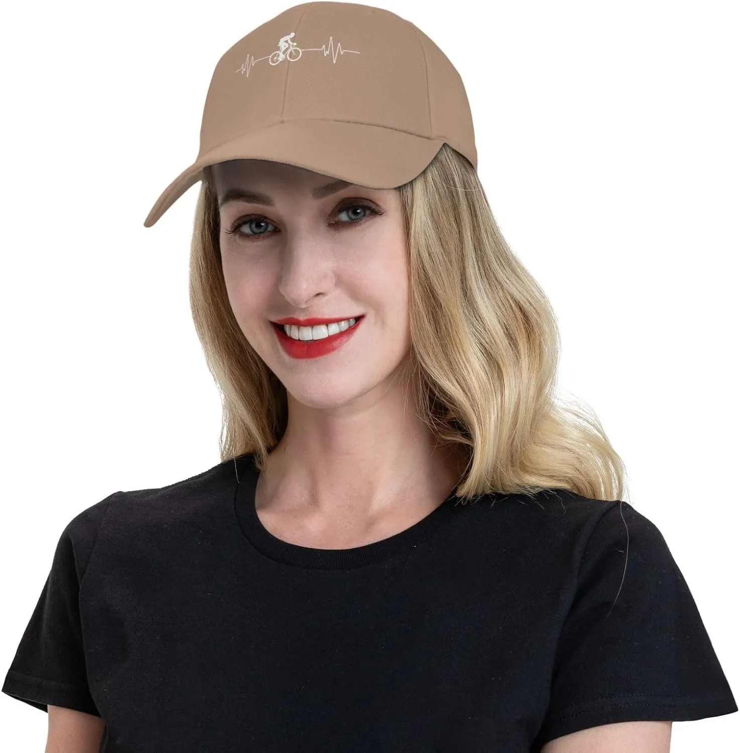 Cycling Heartbeat Dad Hat Adjustable Trucker Hat Baseball Cap for Men Women,Black