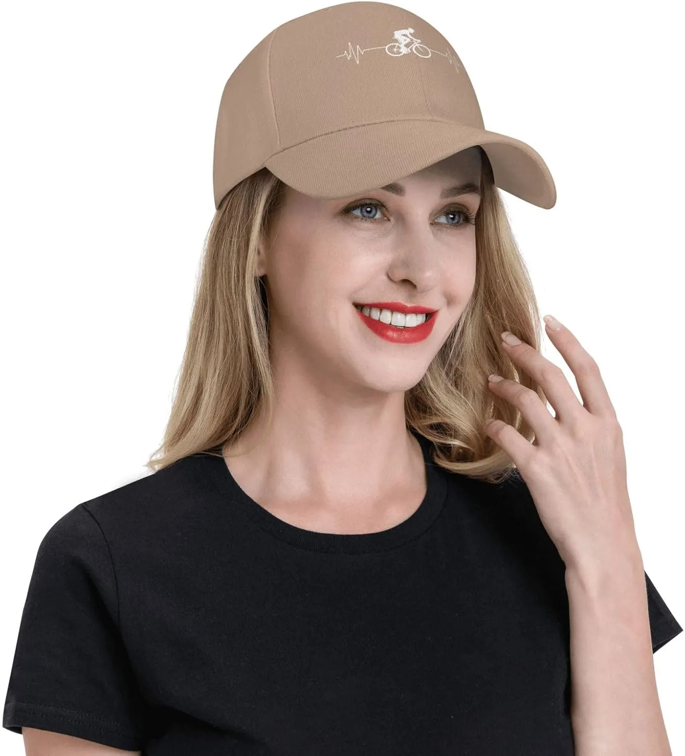 Cycling Heartbeat Dad Hat Adjustable Trucker Hat Baseball Cap for Men Women,Black