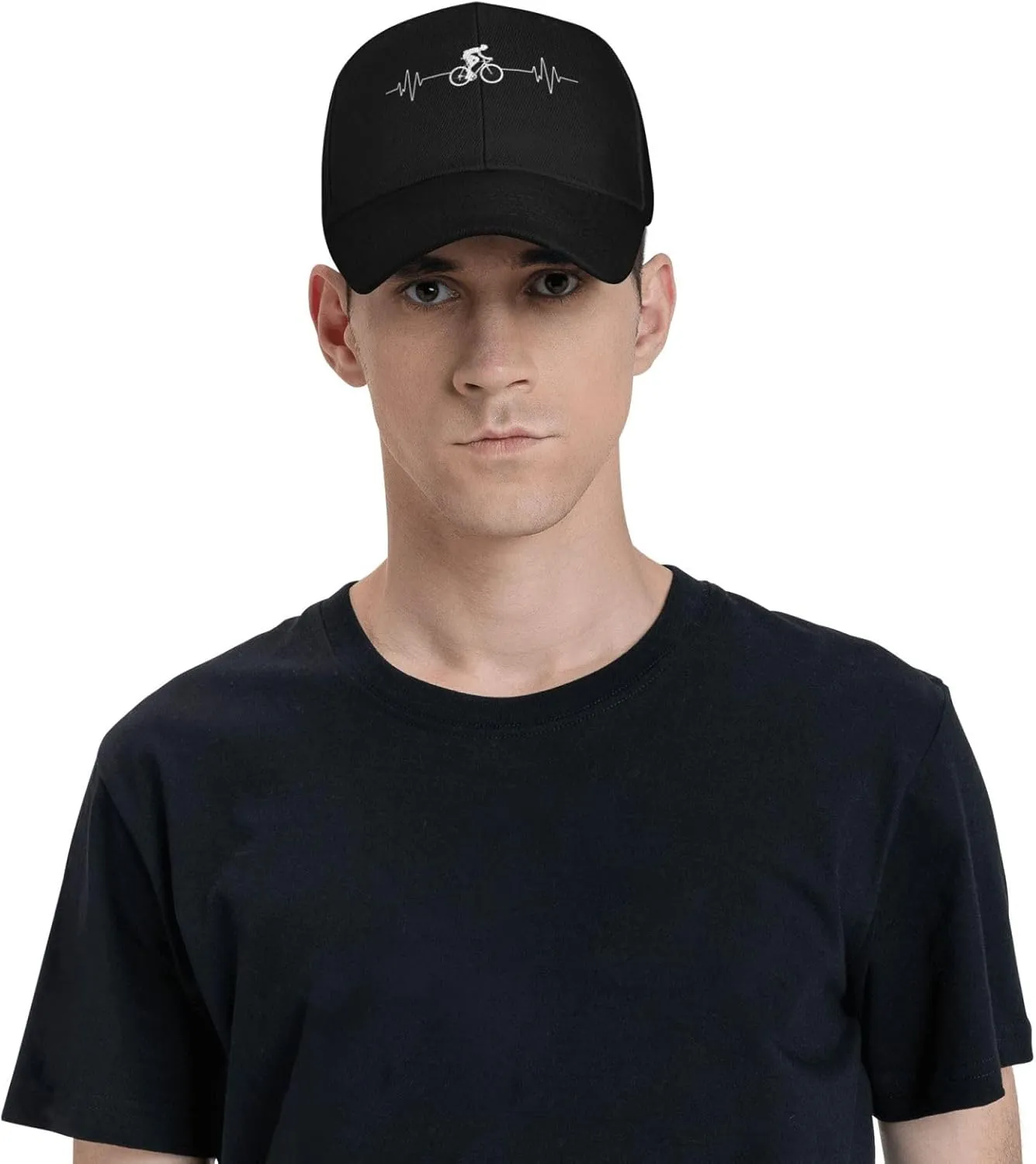 Cycling Heartbeat Dad Hat Adjustable Trucker Hat Baseball Cap for Men Women,Black