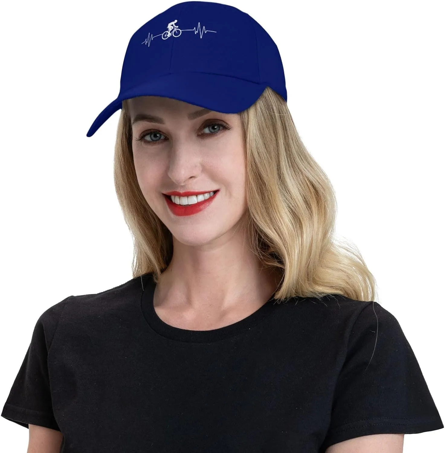 Cycling Heartbeat Dad Hat Adjustable Trucker Hat Baseball Cap for Men Women,Black