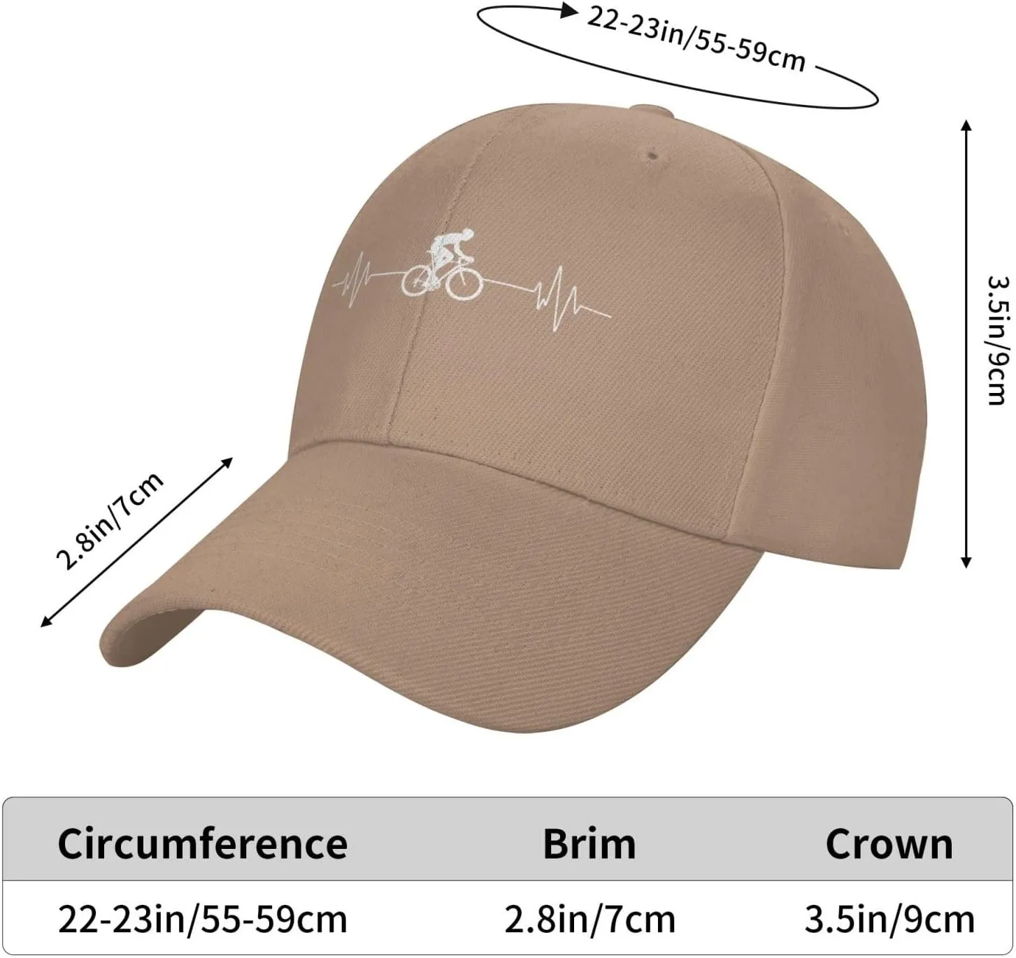 Cycling Heartbeat Dad Hat Adjustable Trucker Hat Baseball Cap for Men Women,Black