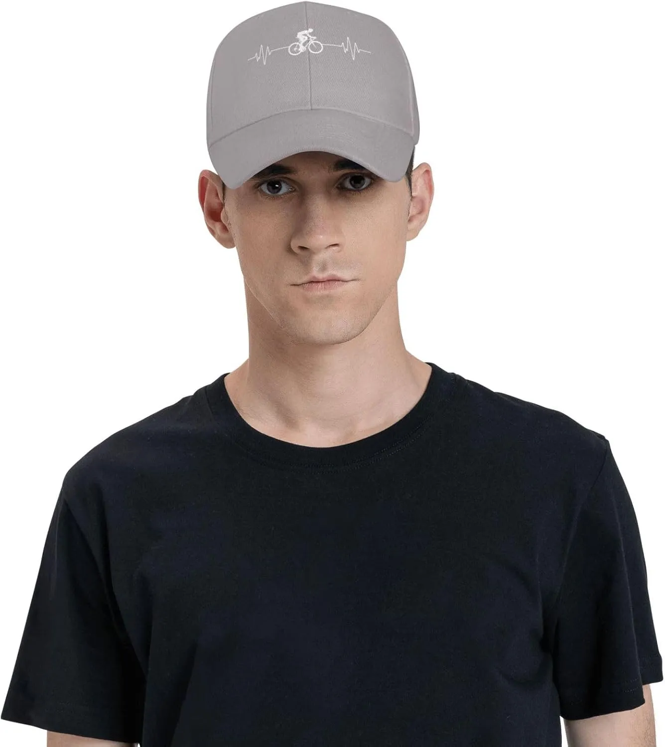 Cycling Heartbeat Dad Hat Adjustable Trucker Hat Baseball Cap for Men Women,Black