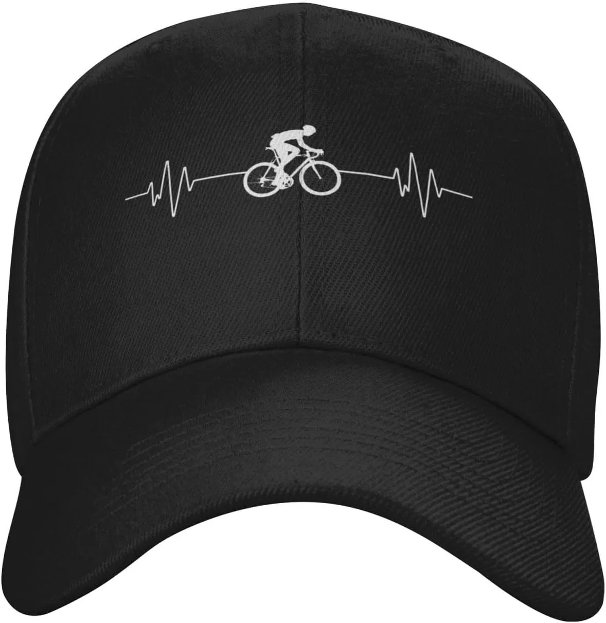 Cycling Heartbeat Dad Hat Adjustable Trucker Hat Baseball Cap for Men Women,Black