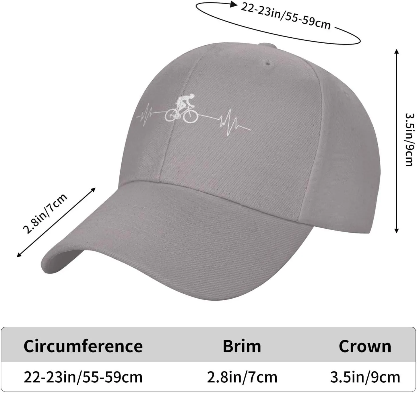 Cycling Heartbeat Dad Hat Adjustable Trucker Hat Baseball Cap for Men Women,Black