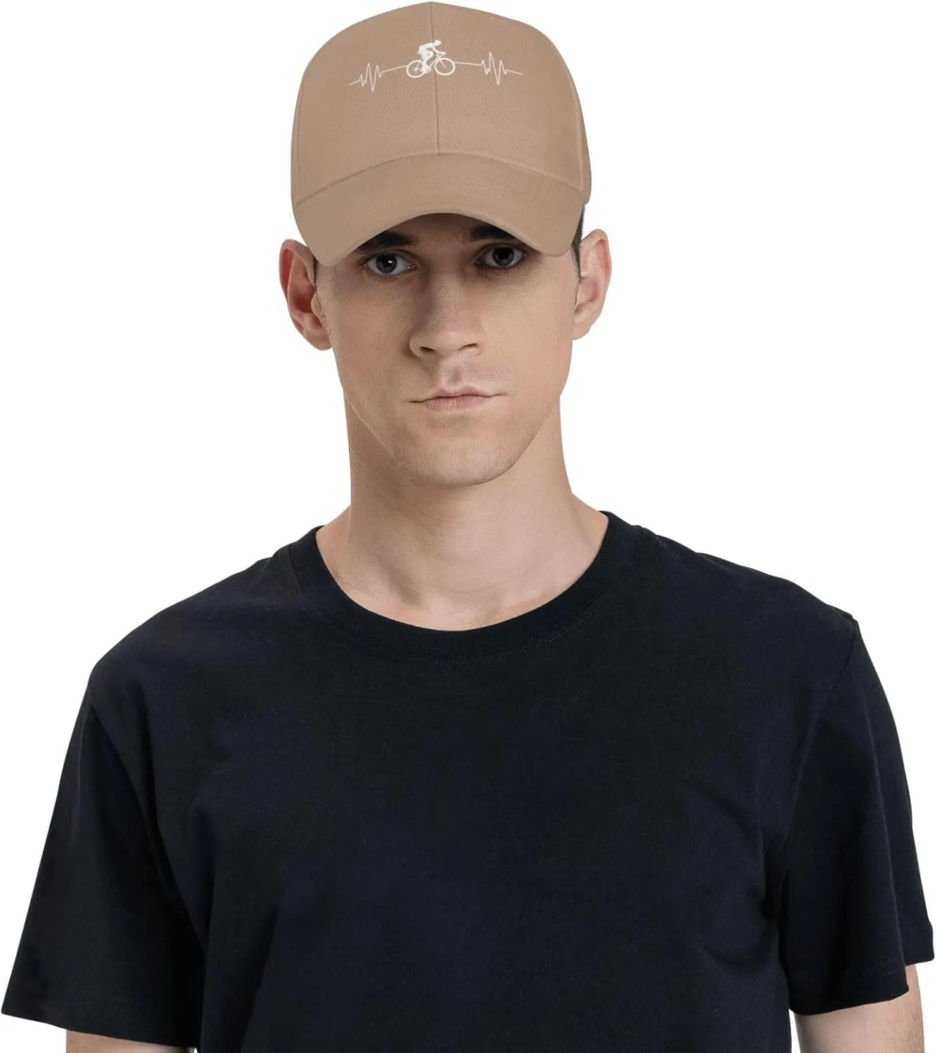 Cycling Heartbeat Dad Hat Adjustable Trucker Hat Baseball Cap for Men Women,Black