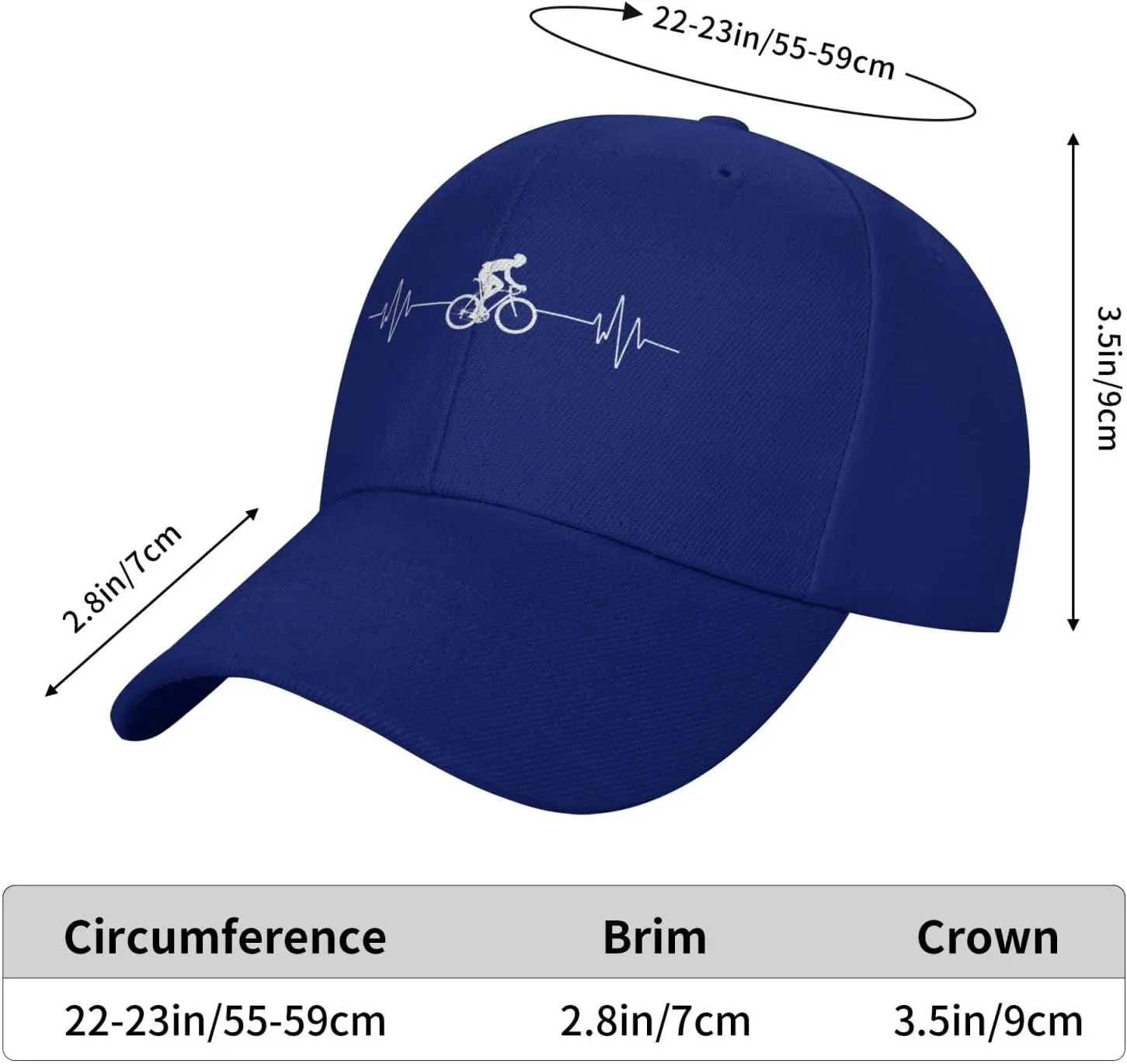 Cycling Heartbeat Dad Hat Adjustable Trucker Hat Baseball Cap for Men Women,Black
