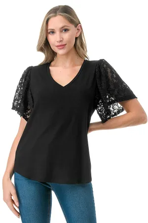 Farah's Flare Lace Detail Top