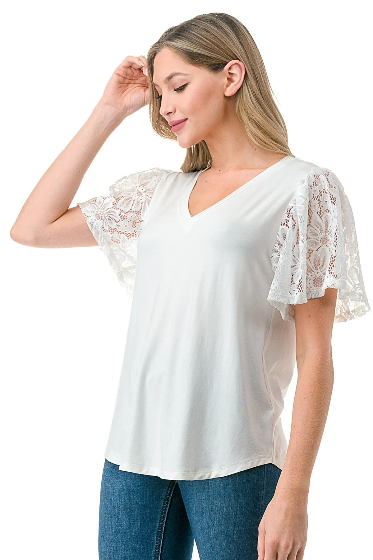 Farah's Flare Lace Detail Top