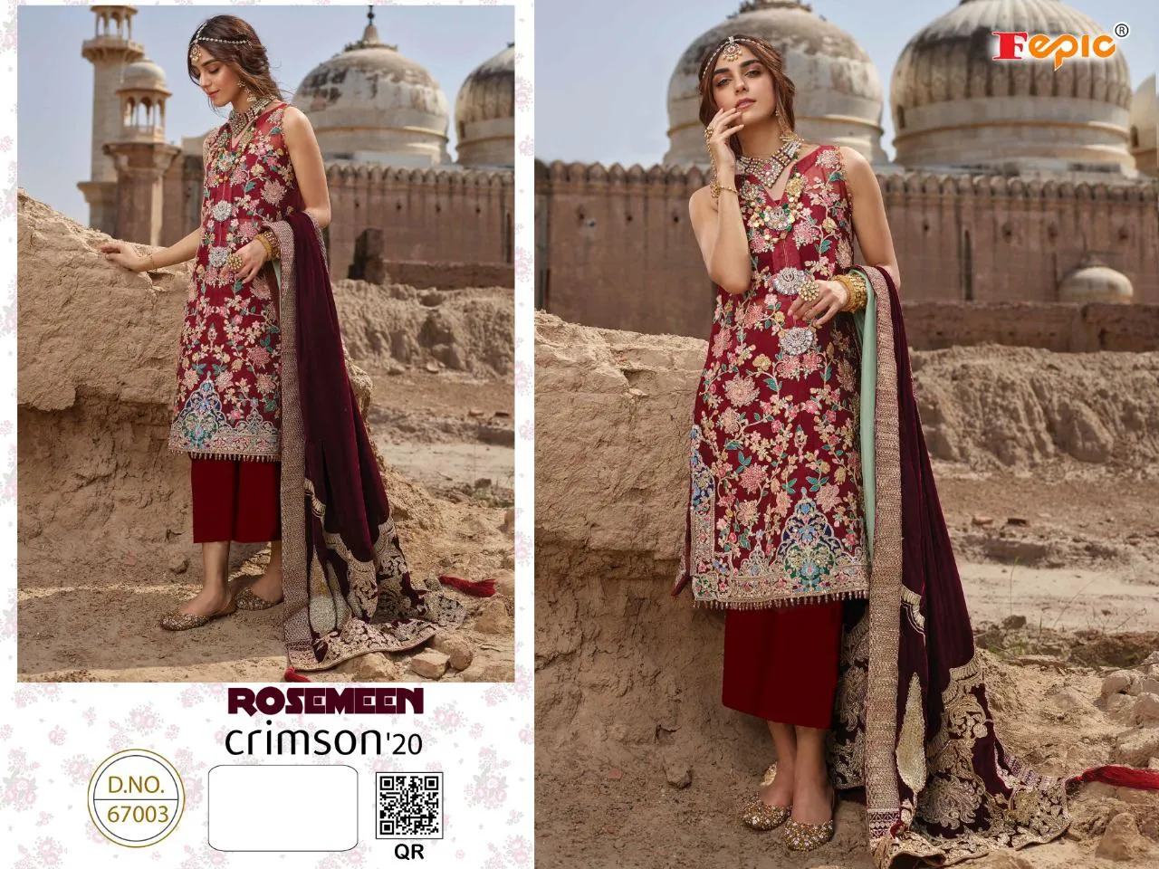 Fepic Rosemeen Crimson 20 Georgette Designer Pakistani Salwar Kameez