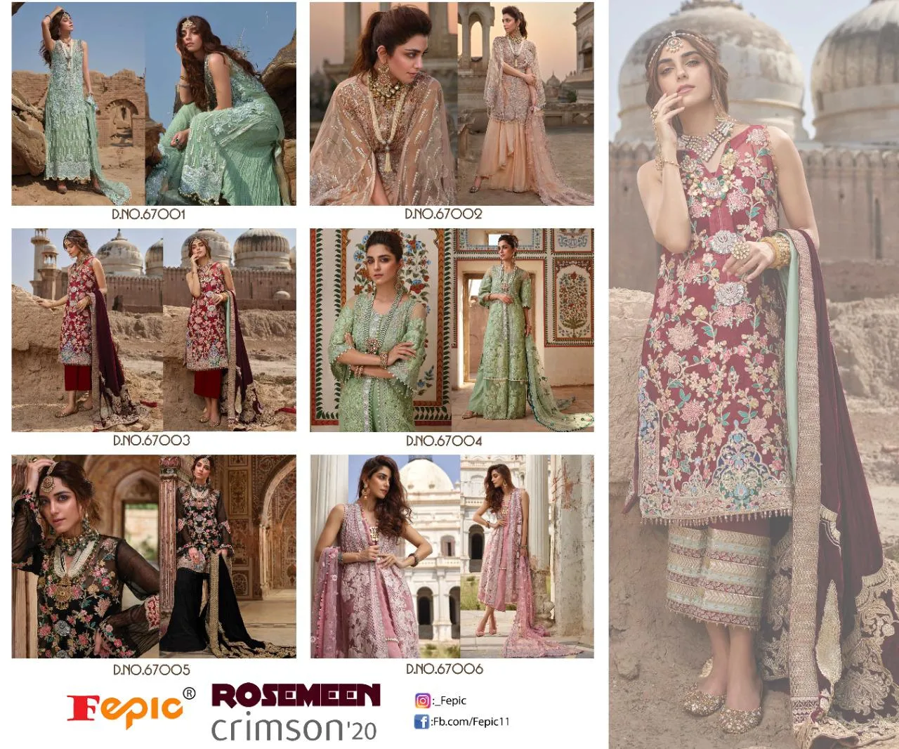 Fepic Rosemeen Crimson 20 Georgette Designer Pakistani Salwar Kameez