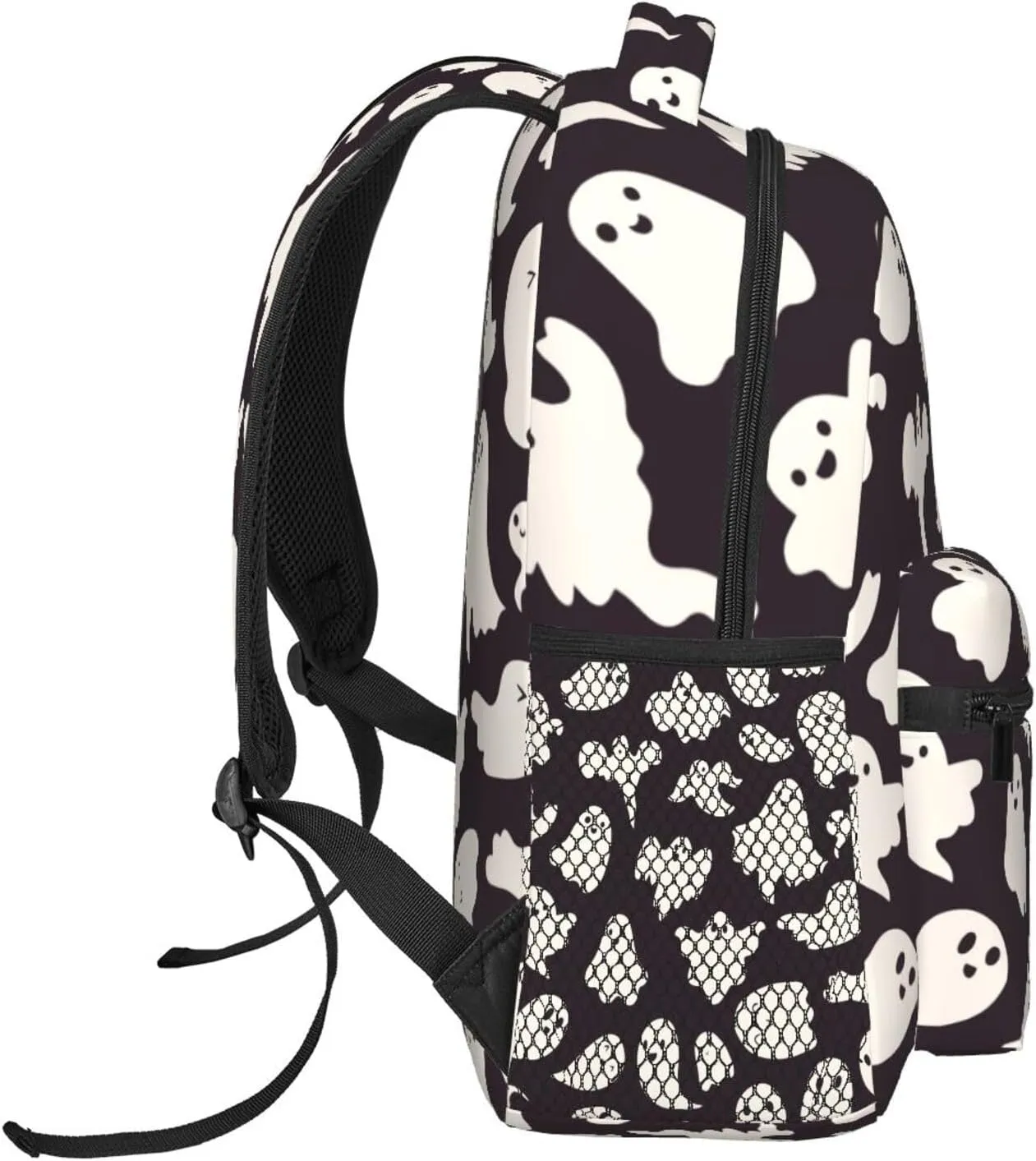 Funny Ghost Spooky Backpack With Adjustable Padded Shoulder Straps 17 Inch Daypacks For College Travel