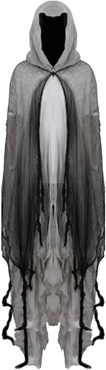 Grim Reapers Cloak Halloween Grim Reapers Costume Adult Scary Cloak Men Women Hooded Cape Renaissance Cloak Cosplay Props