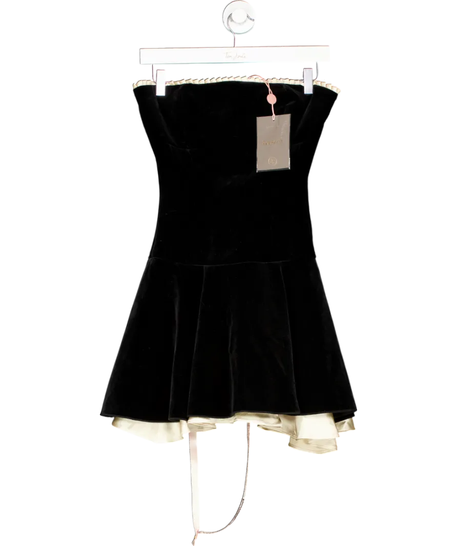 House of CB Marilla Black Velvet Strapless Dress Plus UK XS