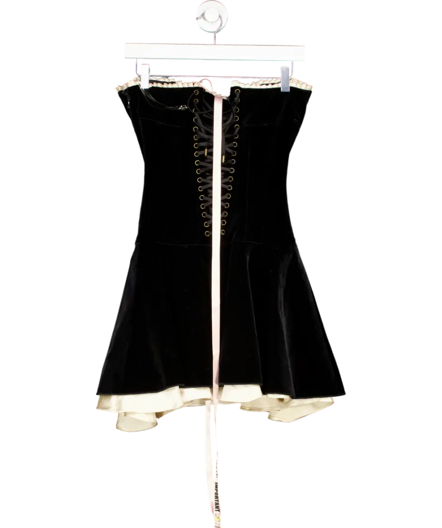 House of CB Marilla Black Velvet Strapless Dress Plus UK XS