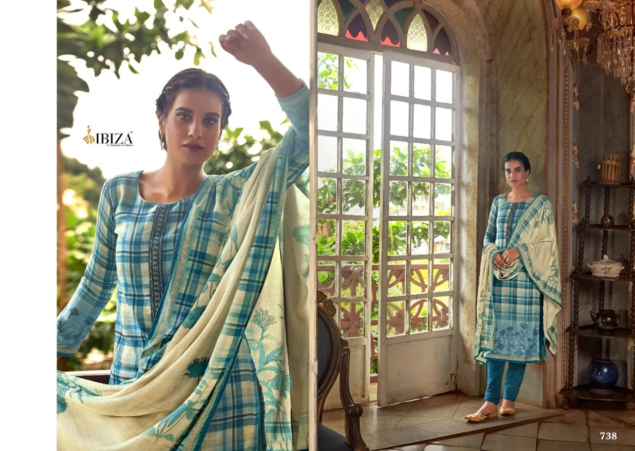 Ibiza Presents Mumtaha Wool Pashmina Printed Embroidery Work Fancy Designer Salwar Kameez