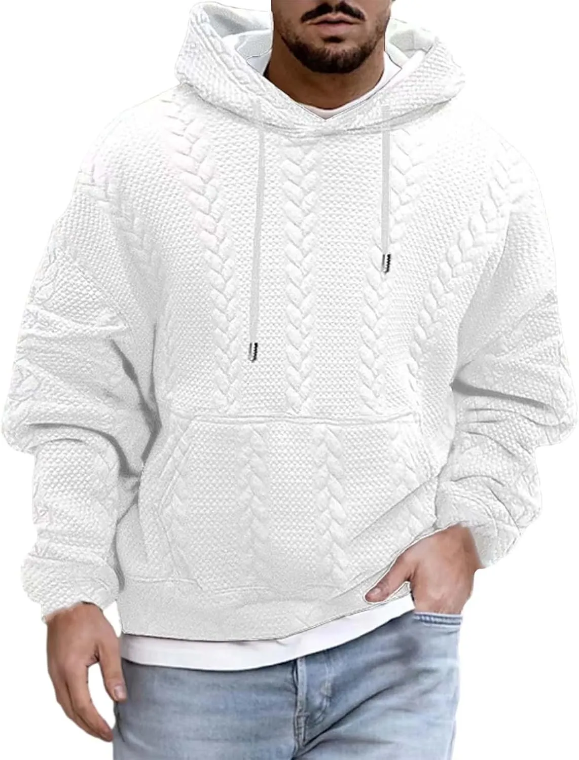 Kaniem Sweatshirts Hoodies For Men Men's Autumn Casual Coat Hooded Long Sleeve Knitted Sweater Sweatshirts Hoodies For Men