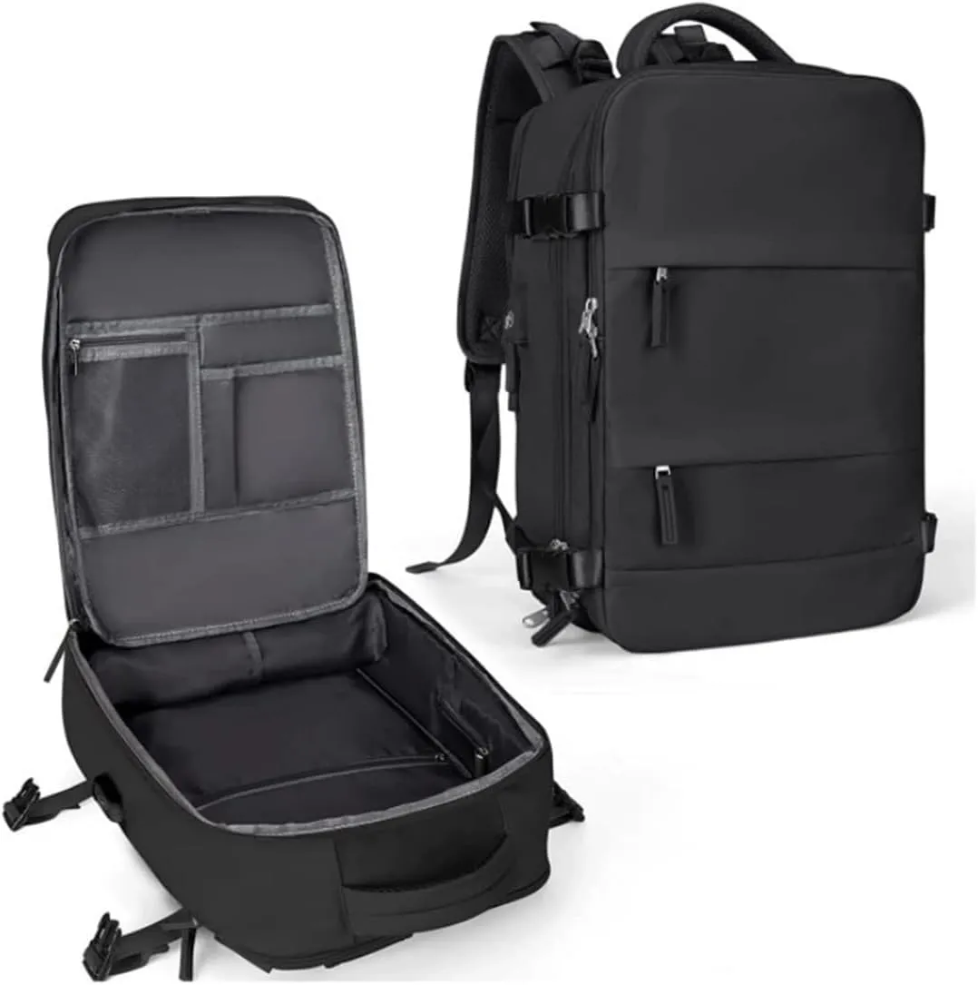 Large Travel Backpack for Men Women with USB Port & Luggage Sleeve,15.6 Inch Laptop Backpack,30L Carry On Travel Bag (Black)