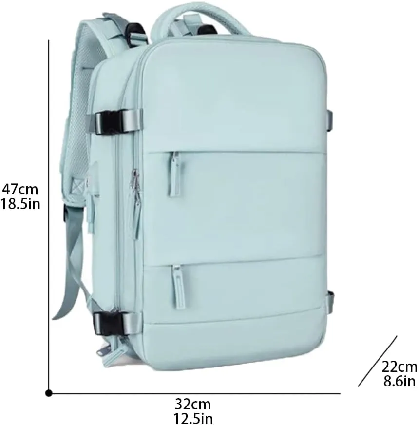 Large Travel Backpack for Men Women with USB Port & Luggage Sleeve,15.6 Inch Laptop Backpack,30L Carry On Travel Bag (Light blue)