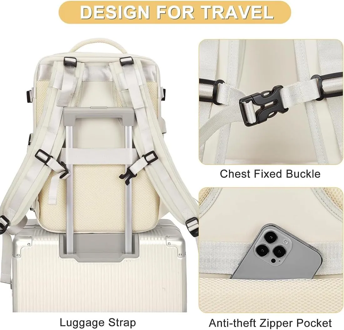 Large Travel Backpack for Men Women with USB Port & Luggage Sleeve,15.6 Inch Laptop Backpack,30L Carry On Travel Bag (Light blue)