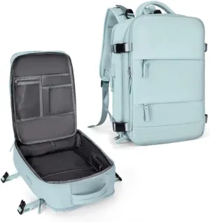 Large Travel Backpack for Men Women with USB Port & Luggage Sleeve,15.6 Inch Laptop Backpack,30L Carry On Travel Bag (Light blue)