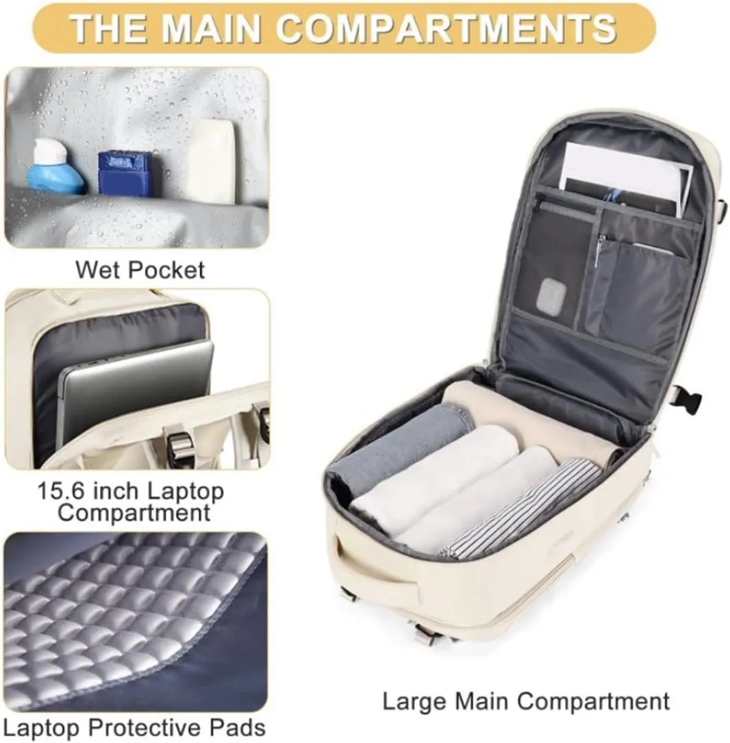 Large Travel Backpack for Men Women with USB Port & Luggage Sleeve,15.6 Inch Laptop Backpack,30L Carry On Travel Bag (Light blue)