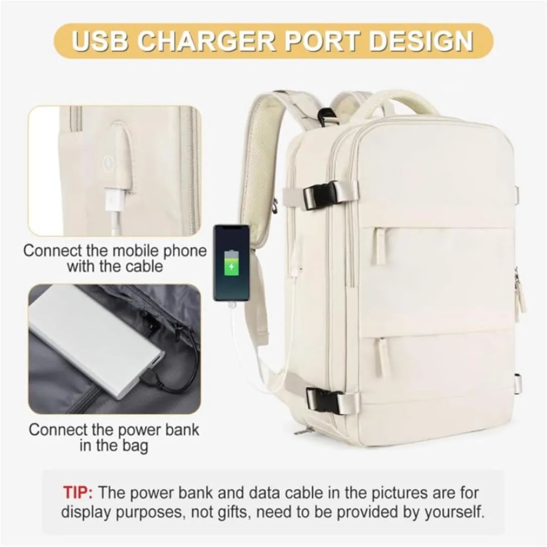 Large Travel Backpack for Men Women with USB Port & Luggage Sleeve,15.6 Inch Laptop Backpack,30L Carry On Travel Bag (Light blue)