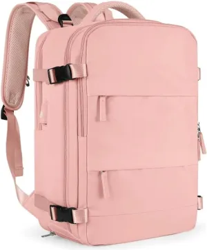 Large Travel Backpack for Men Women with USB Port & Luggage Sleeve,15.6 Inch Laptop Backpack,30L Carry On Travel Bag (Pink)