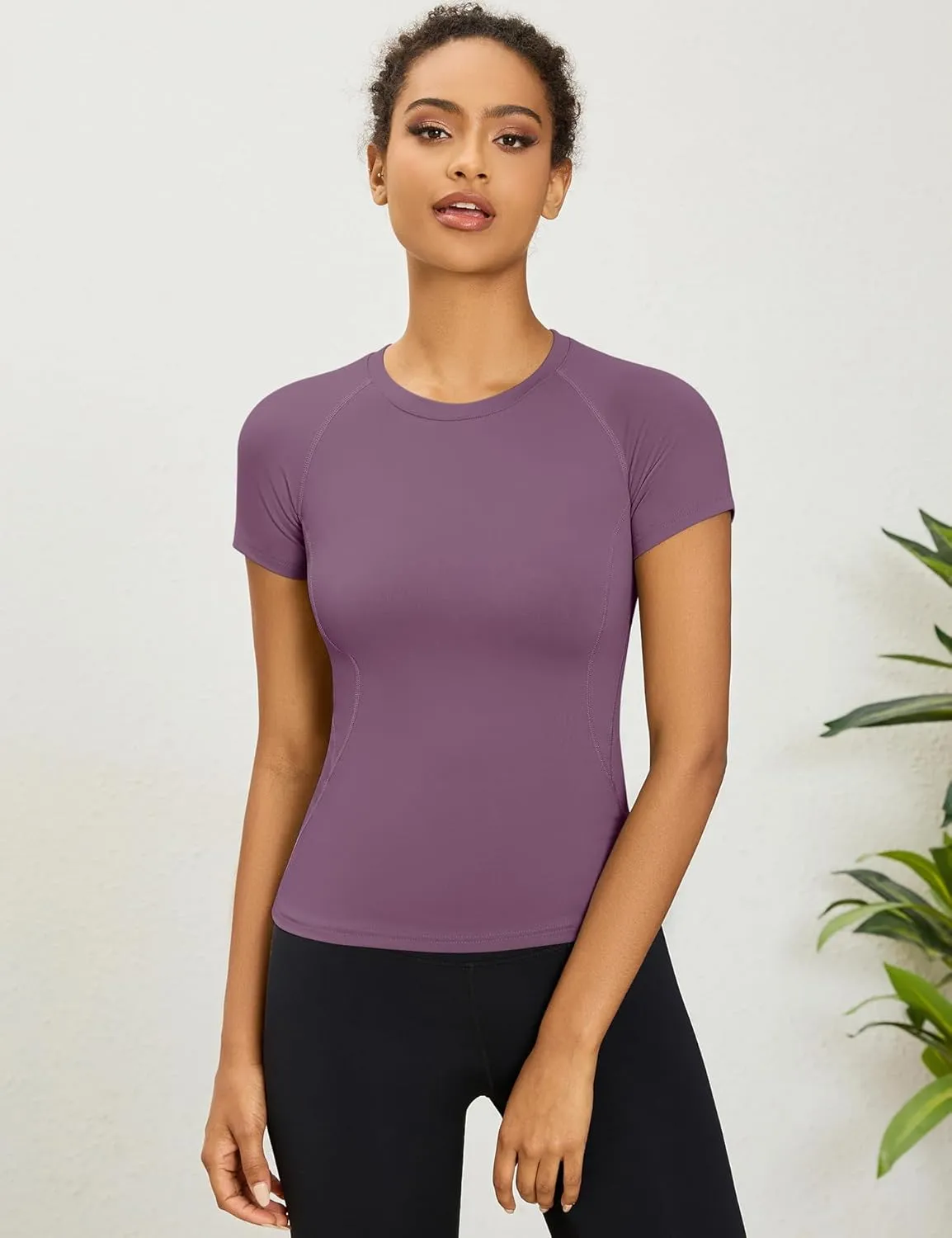 LOMON Womens Workout Tops Short Sleeve Raglan Athletic Shirts Yoga Gym Crewneck Quick Dry Tshirts