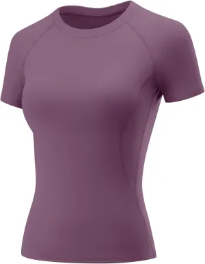 LOMON Womens Workout Tops Short Sleeve Raglan Athletic Shirts Yoga Gym Crewneck Quick Dry Tshirts