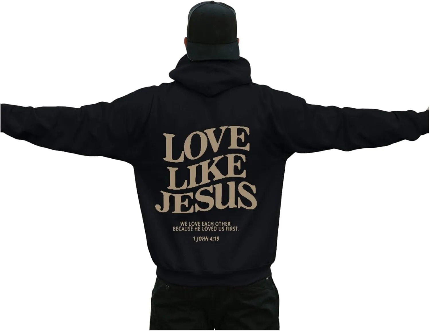 Love Like Jesus Hoodies for Men Christian Religious Sayings Pullover Sweater Trendy Bible Verse Fall Preppy Outfit