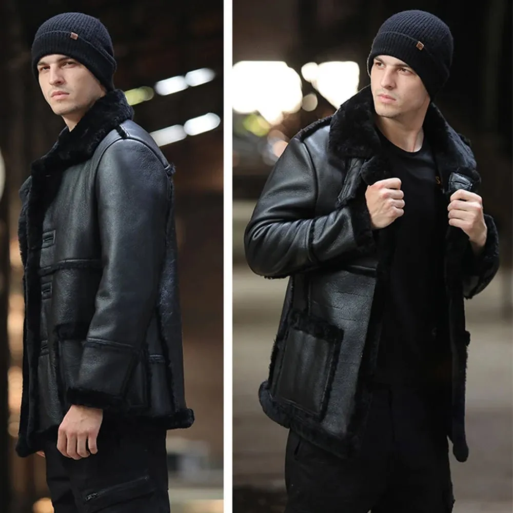 LUHAYESA Thicken Warm Natural Sheepskin Jacket