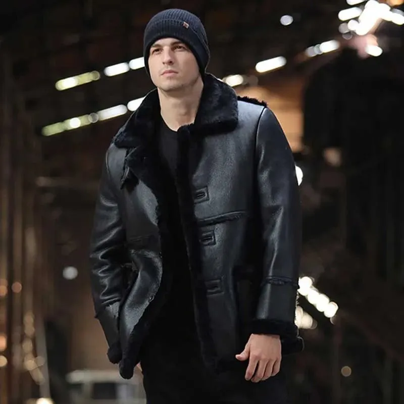 LUHAYESA Thicken Warm Natural Sheepskin Jacket