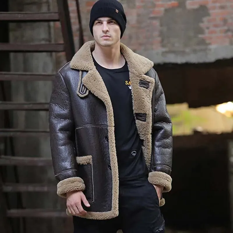 LUHAYESA Thicken Warm Natural Sheepskin Jacket