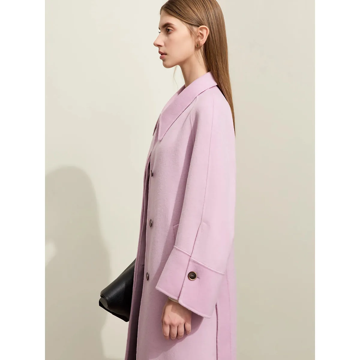 Luxurious Women's Long Woolen Coat with Belt
