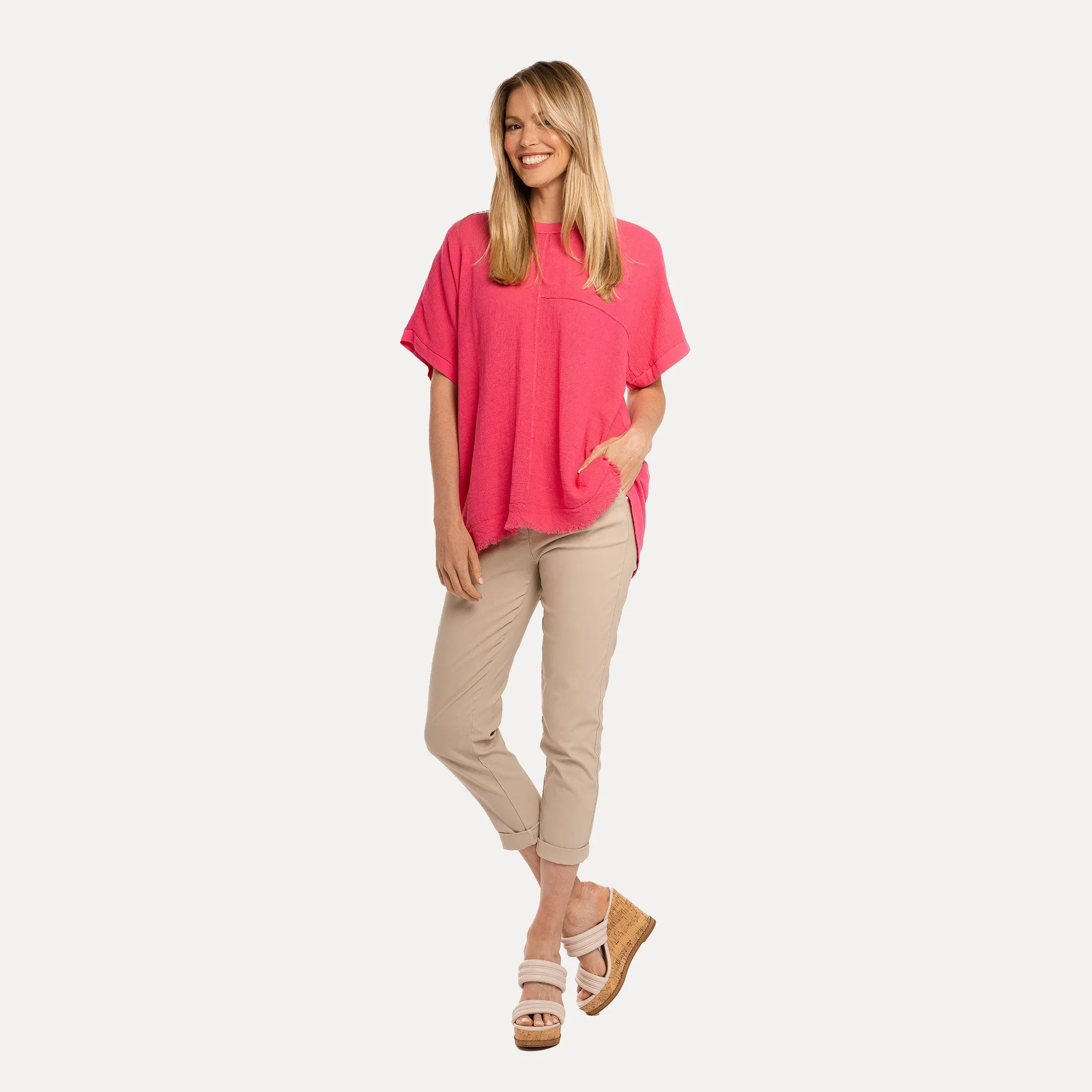 M Made in Italy  Women's Woven and Knitted Short Sleeve Shirt