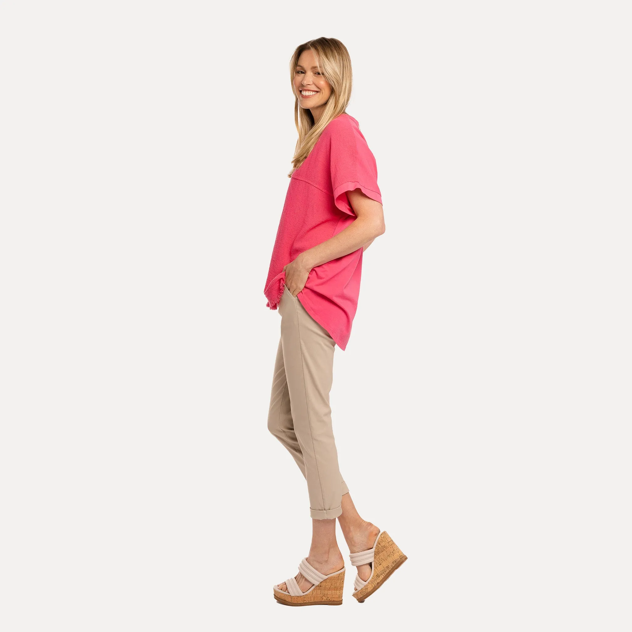 M Made in Italy  Women's Woven and Knitted Short Sleeve Shirt