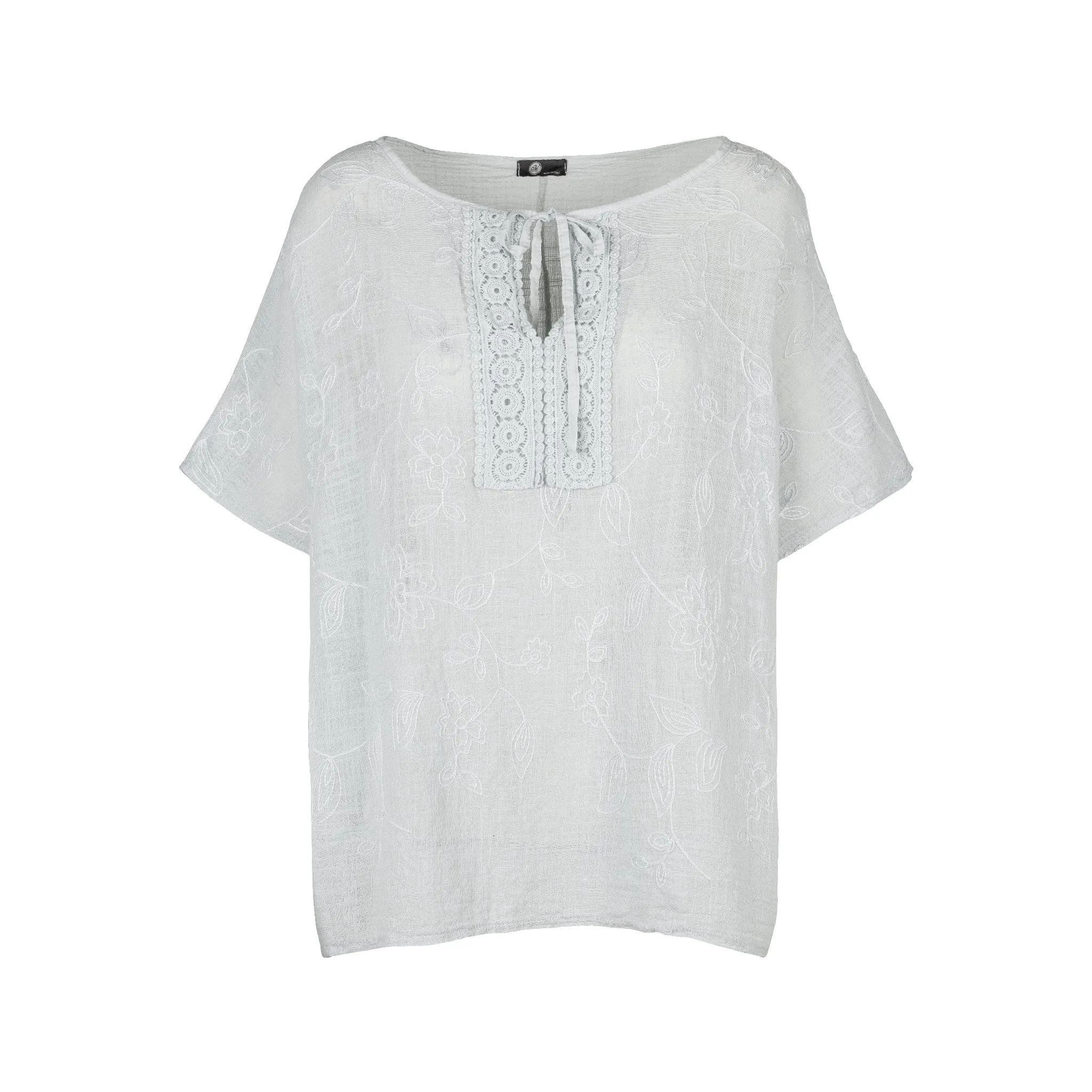 M Made in Italy  Women's Woven Short Sleeve Top