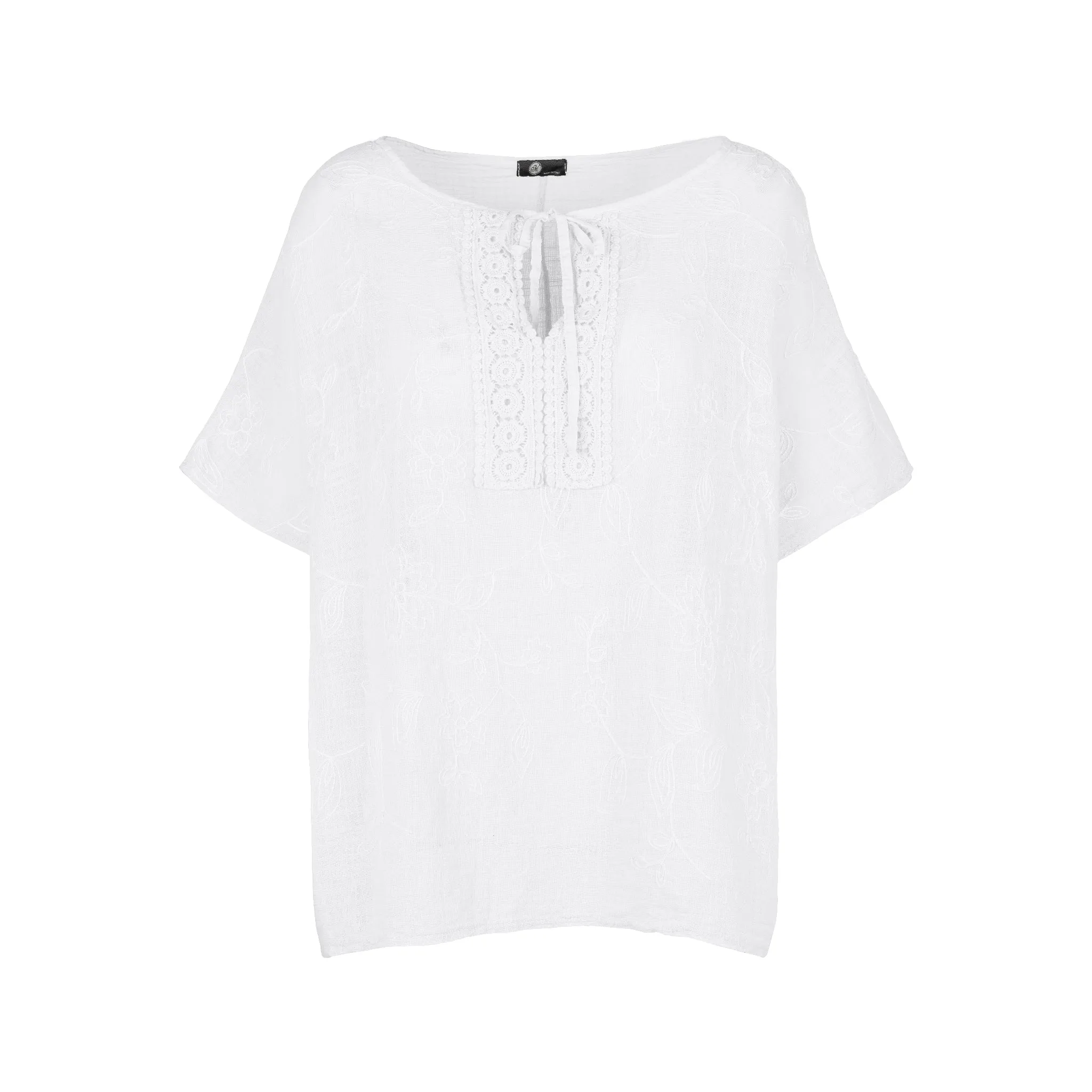 M Made in Italy  Women's Woven Short Sleeve Top