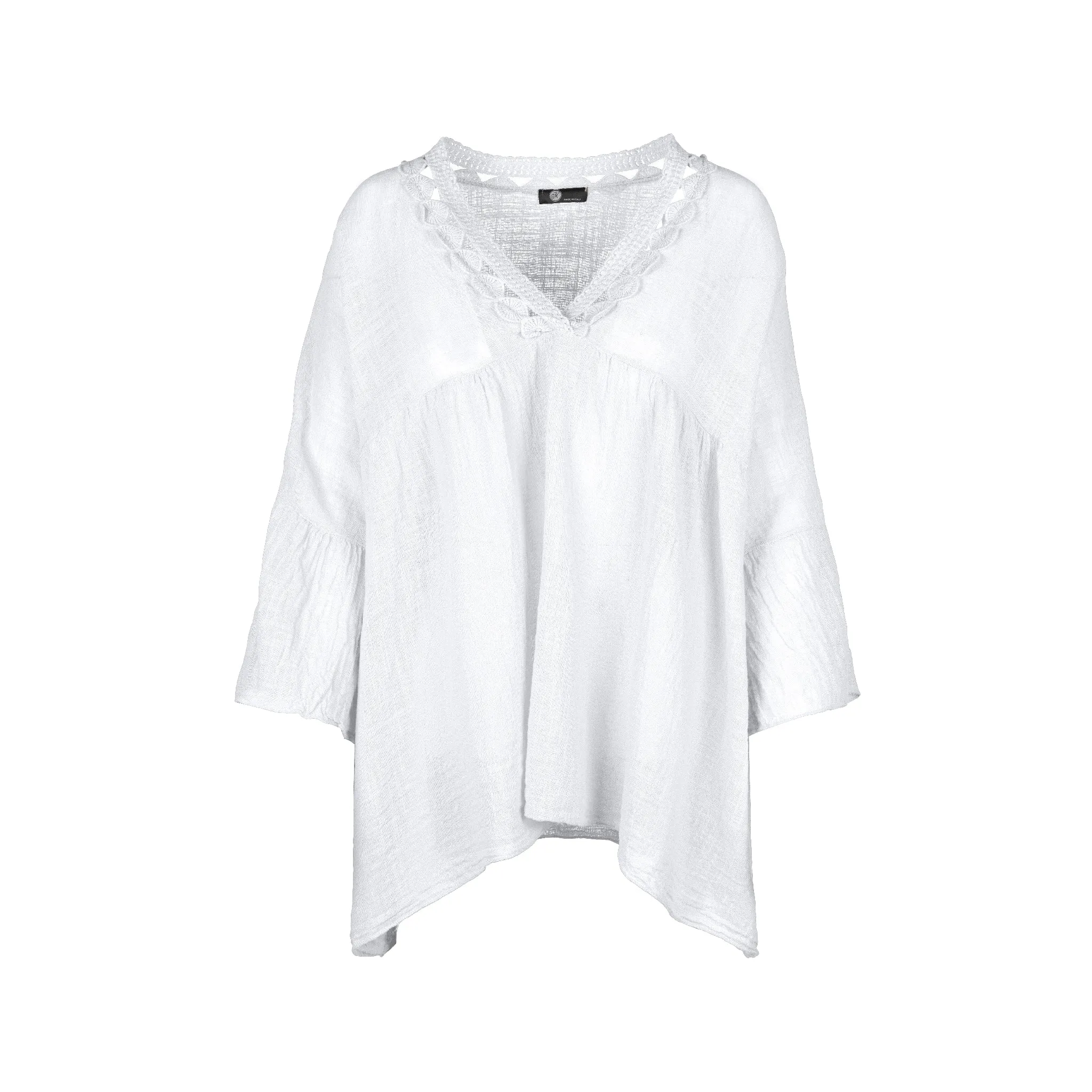 M Made in Italy  Women's Woven Three-Quarter Sleeve Top